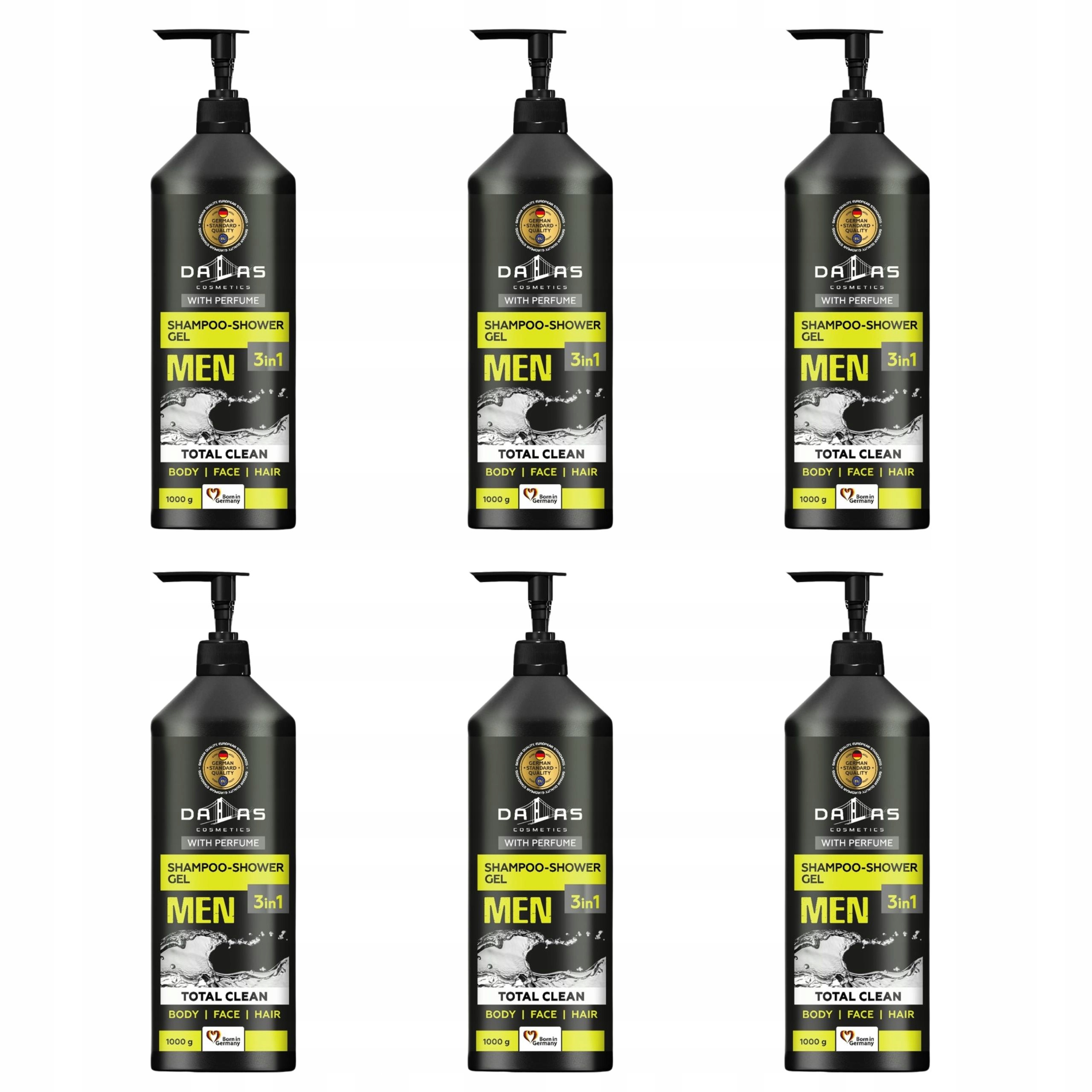 Dalas Men Żel pod prysznic 3w1 Total Clean, z pompką, 6 x 1 kg