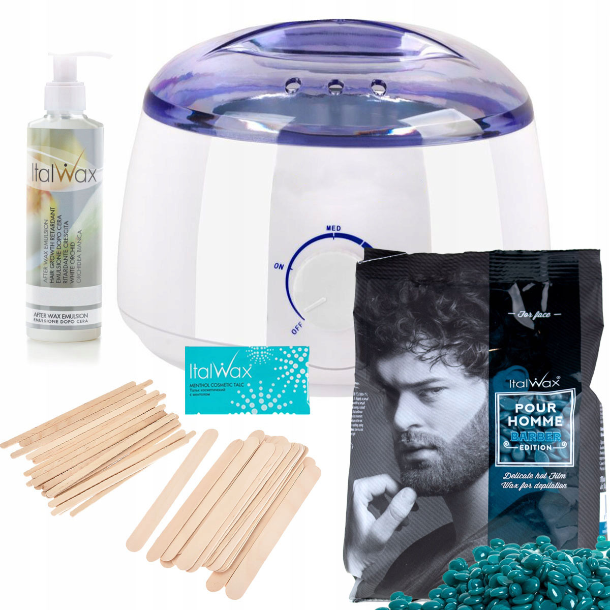 Zestaw ItalWax depilacja Wosk Barber Podgrzewacz