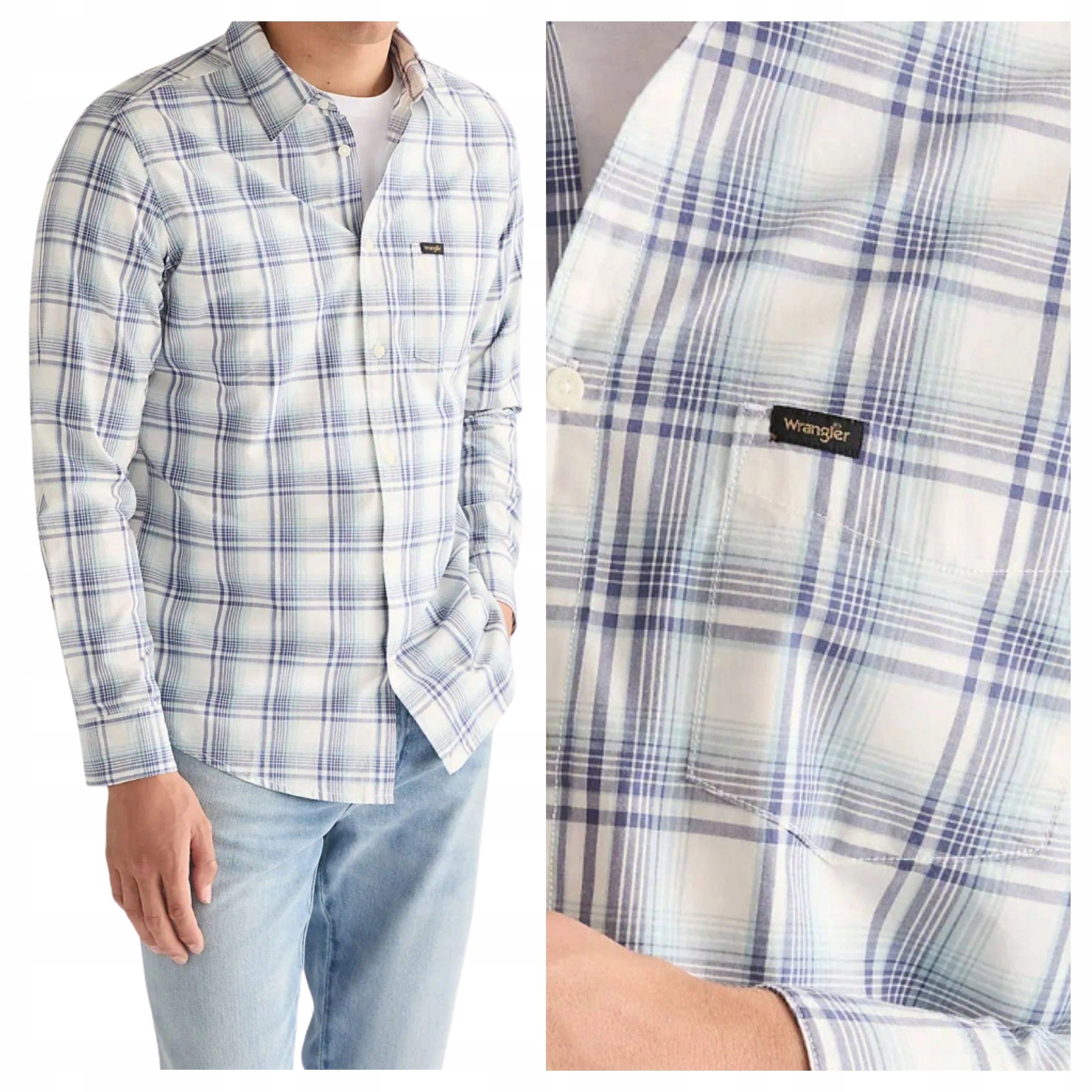 Pánská košile Wrangler 1 bod Bavlněná klasická kostkovaná košile 3XL