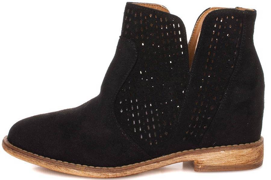 BOTKI KOWBOJKI CZARNE ZAMSZOWE AŻUROWE 39