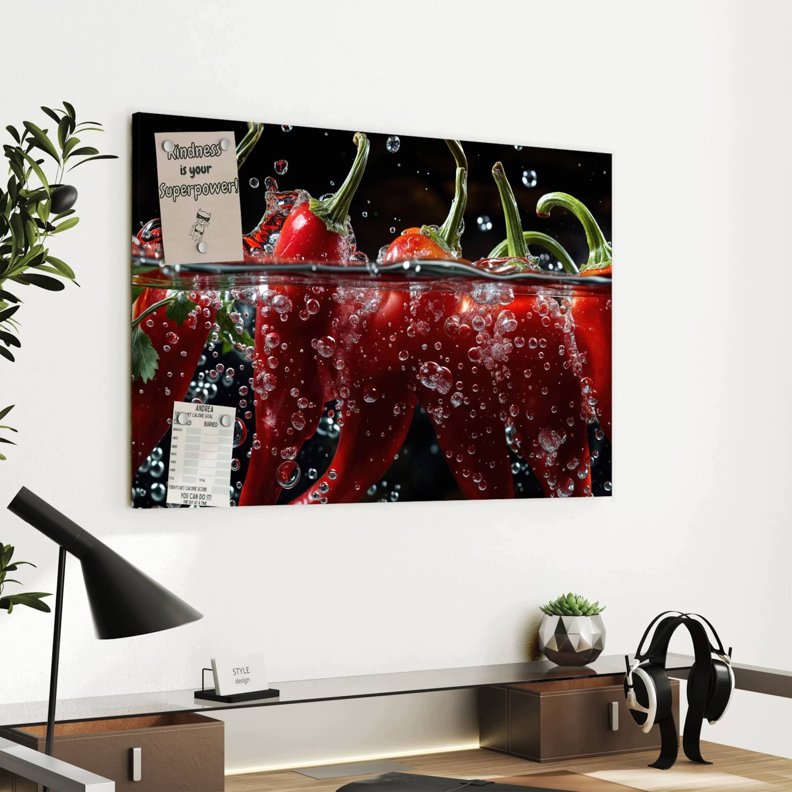 Magnetická tabule Paprika Voda 60 × 40 cm