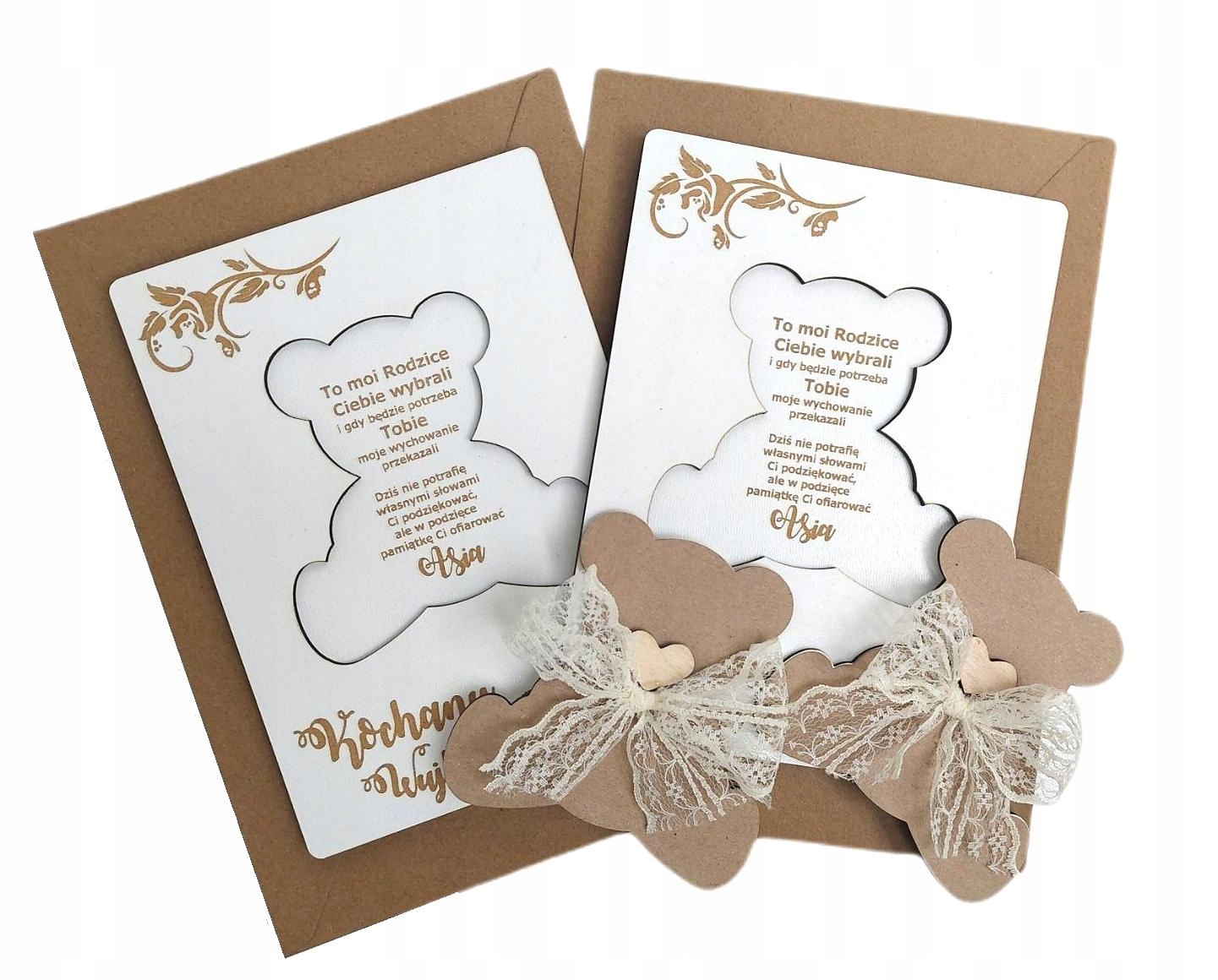 Podziękowanie dla CHRZESTNYCH duży mis RUSTYK 2szt Wysokość produktu 18 cm