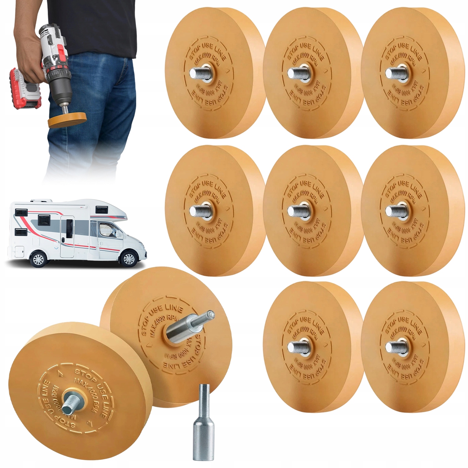 Gumový Kotouč 88 MM Pro Čištění Lepicí Fólie X10 Vrtačka Adaptér
