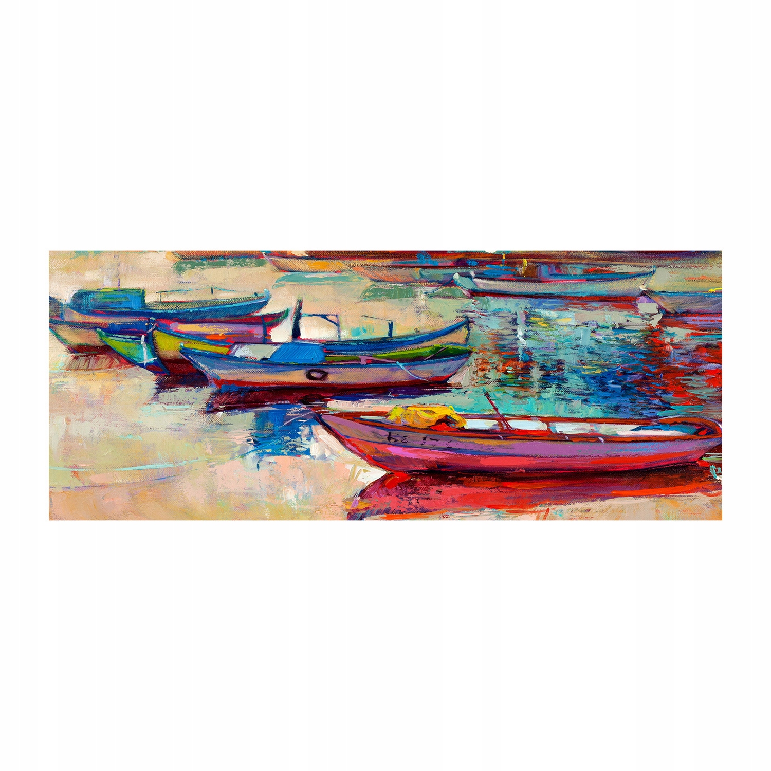 

Foto obraz akryl zdjęcie Kolorowe łódki 125x50 cm