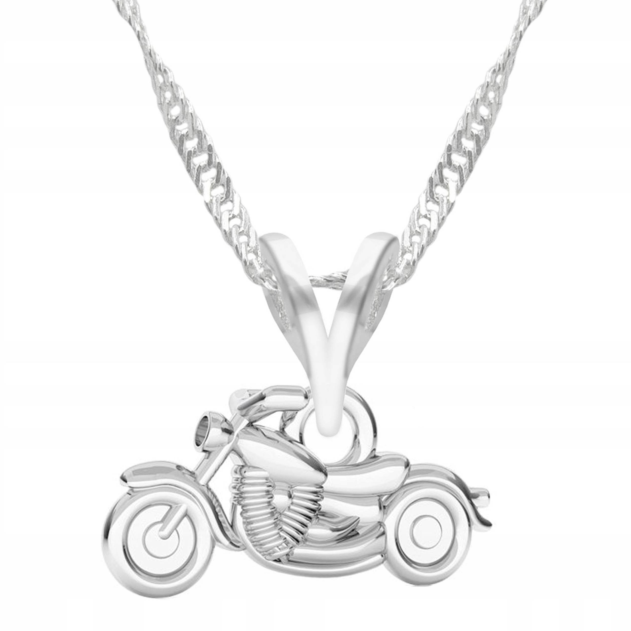 Stříbrný náhrdelník s motocyklem Motocykl Harley Motorek Stříbro 925