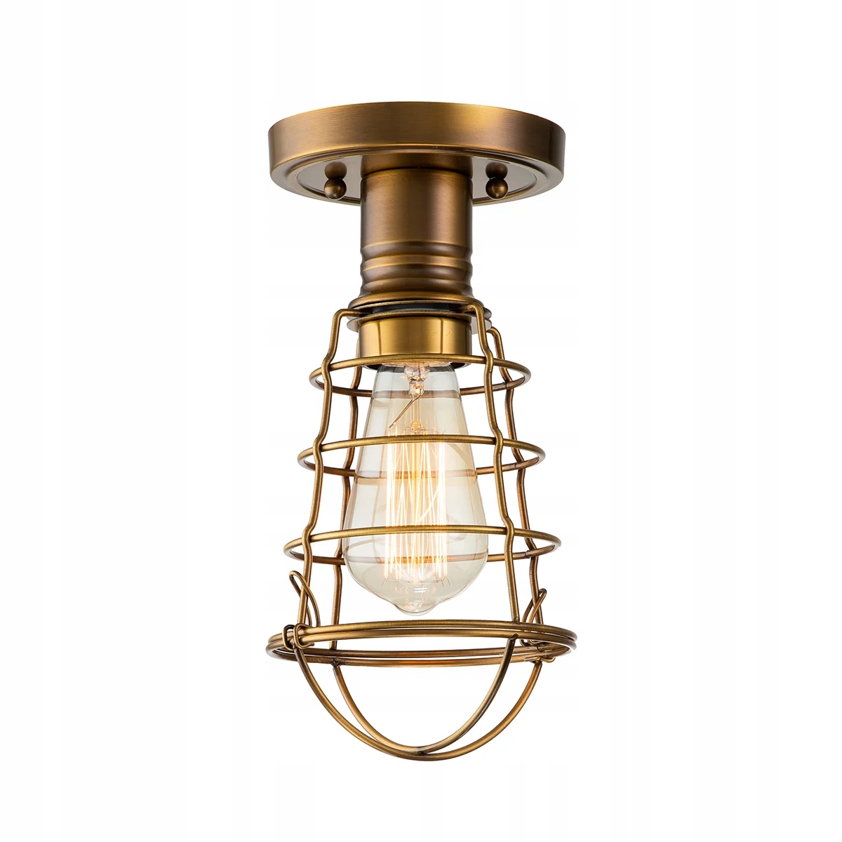 Industriálna stropná lampa s kovovým mosadzným košíkom Quoizel