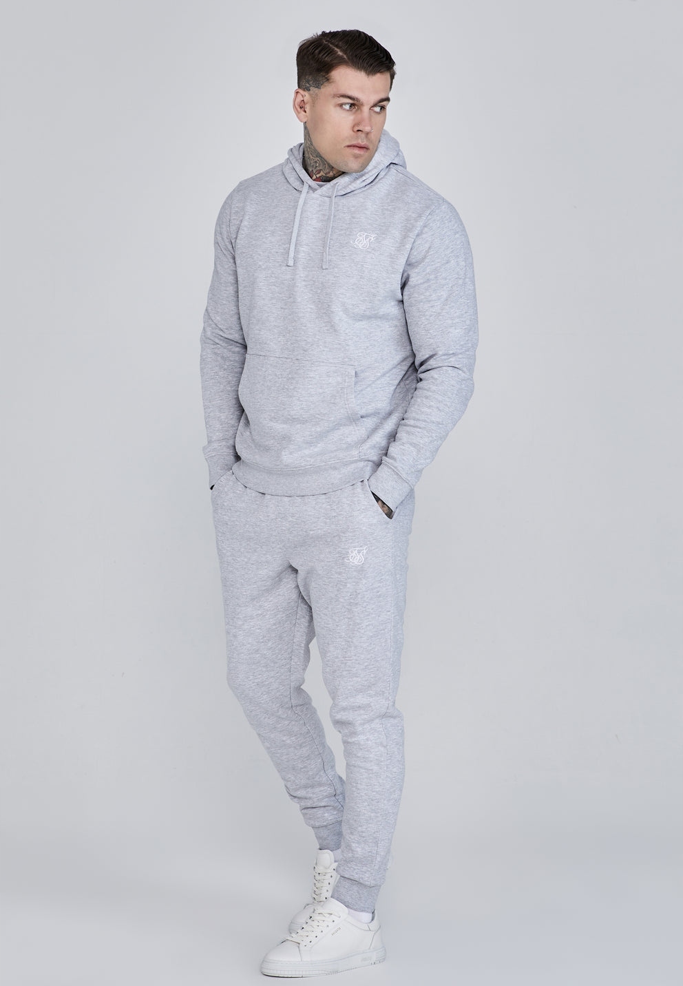 Siksilk pánské šedé bavlněné zateplené tepláky SS-28540 komplet vel XXL