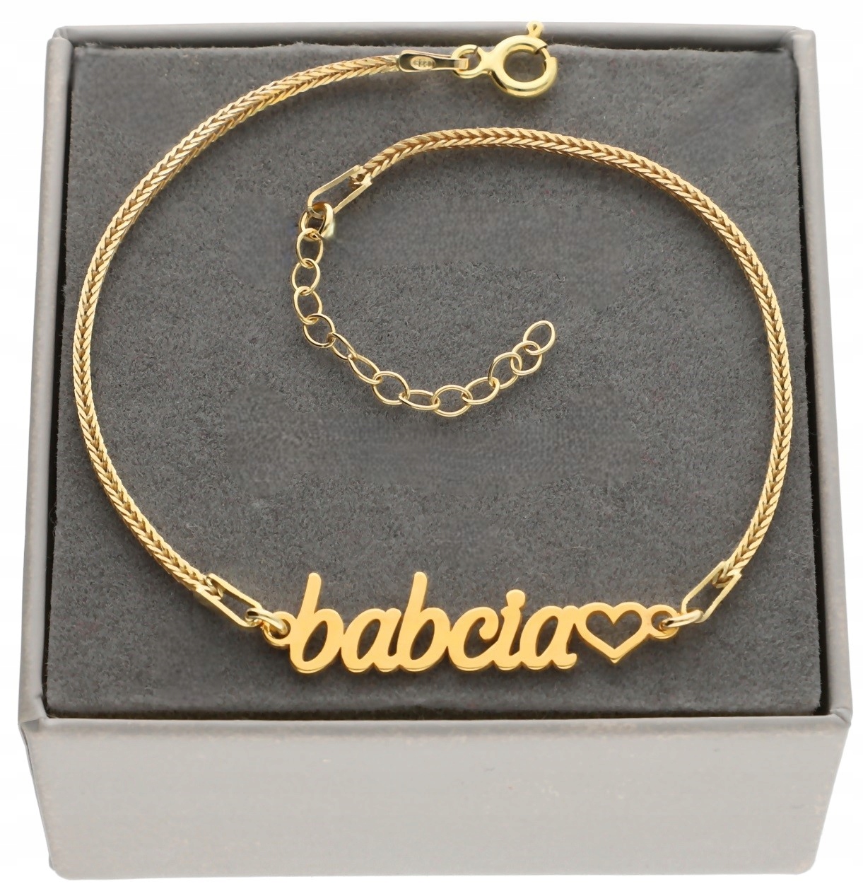Zlatý náramek pro babičku, babička, dárek k Dni Babiček stříbro 925 Gravírování