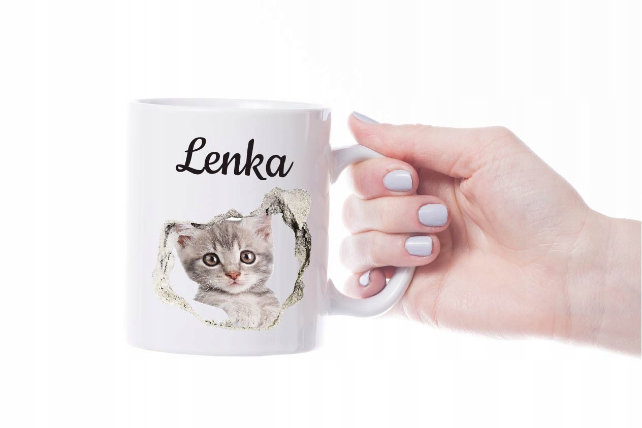 Kubek z KOTEM kot w dziurze + wstaw IMIĘ na prezent