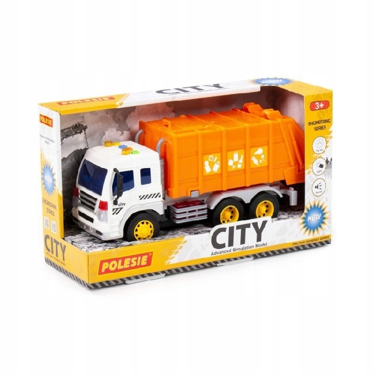 WADER POLESIE ŚMIECIARKA NAPĘD ŚWIATŁO DŹWIĘK POMARAŃCZOWA 86426