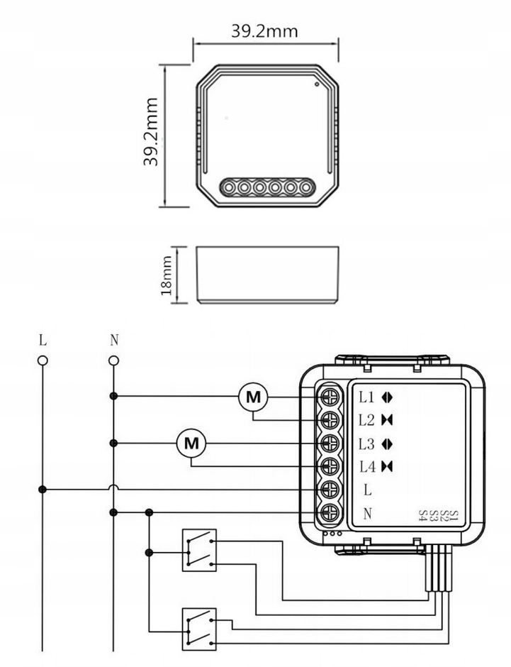 MINI STEROWNIK ROLET MARKIZ ŻALUZJI 2C TUYA ZIGBEE Liczba kanałów łączności 2