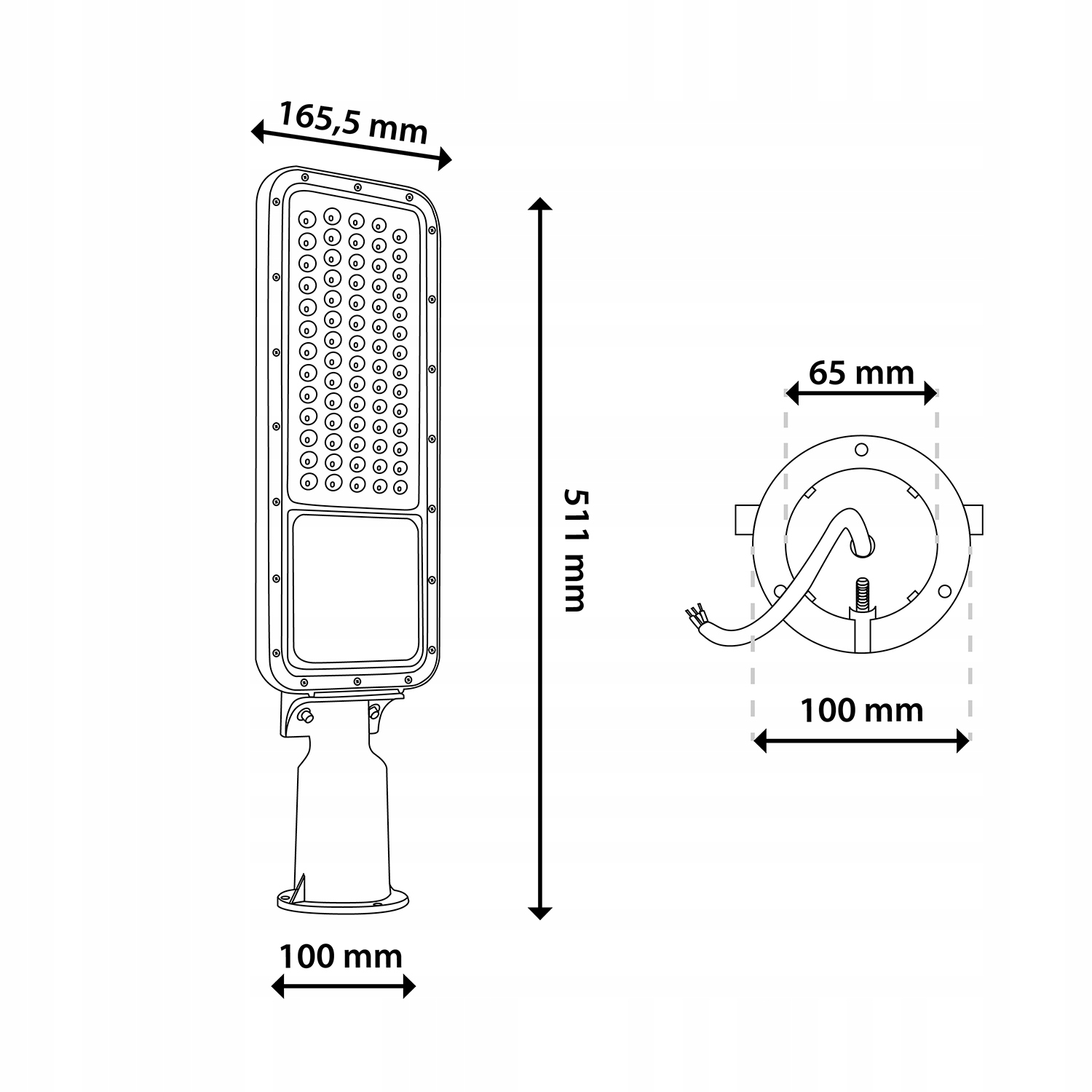 Svetilka Uliczna Przemysłowa LED Oprawa Drogowa IP65 100W 14000lm 4000K Ima dodatno možnost dela pri temperaturah pod ničlo