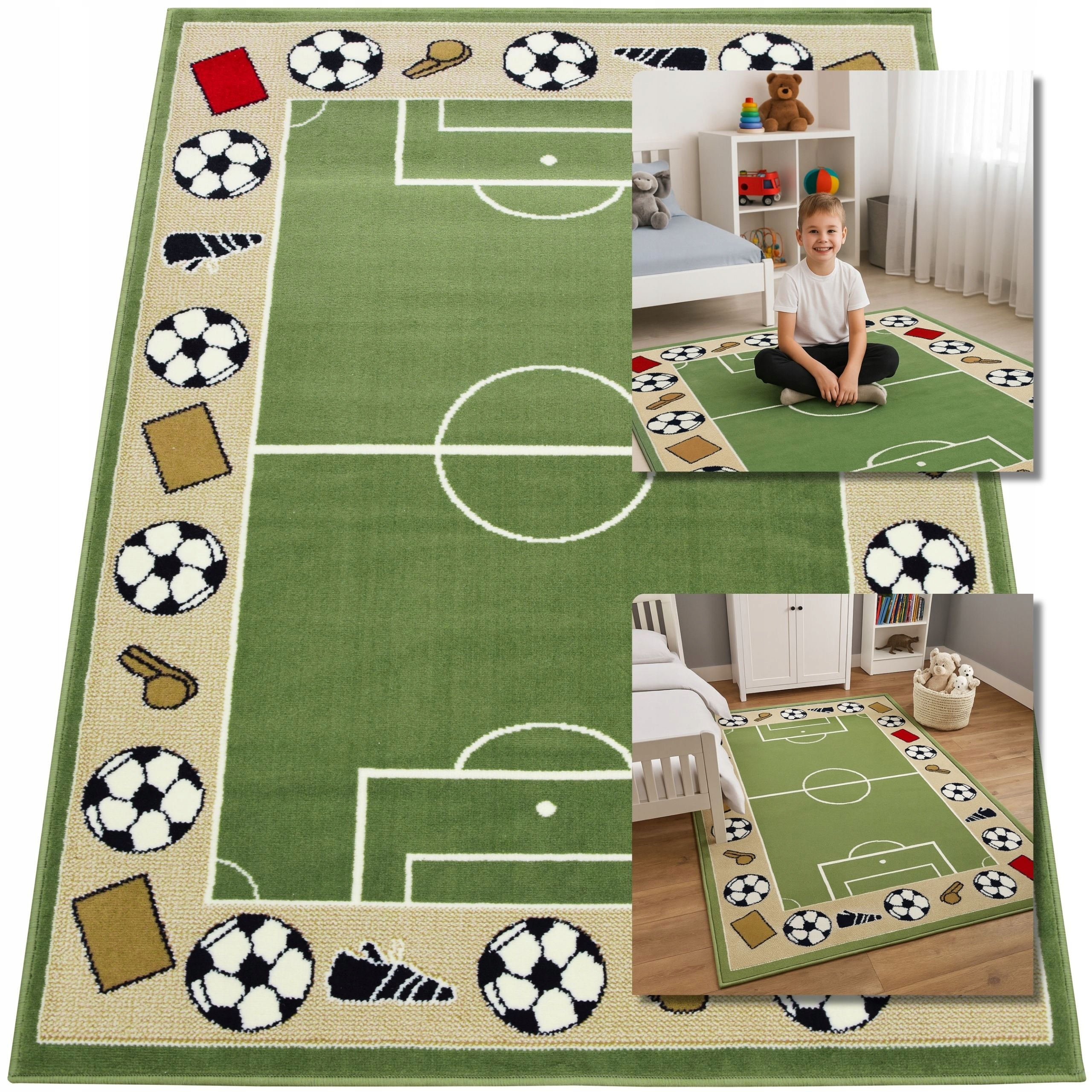 Koberec Pro Děti Hřiště Fotbal Kobereček Zelený 120x170