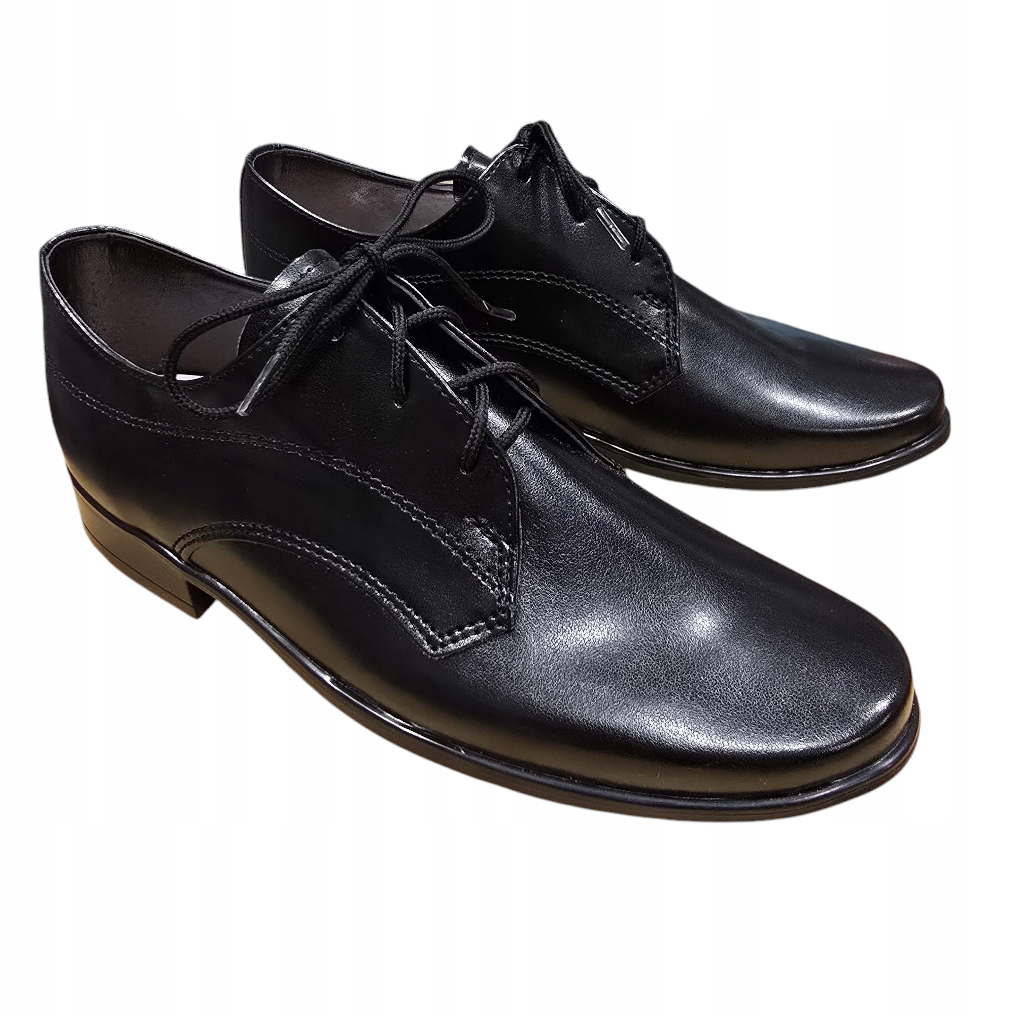 Miko 010 Buty Chłopięce Wizytowe Czarne Mokasyny Sznurowane 32