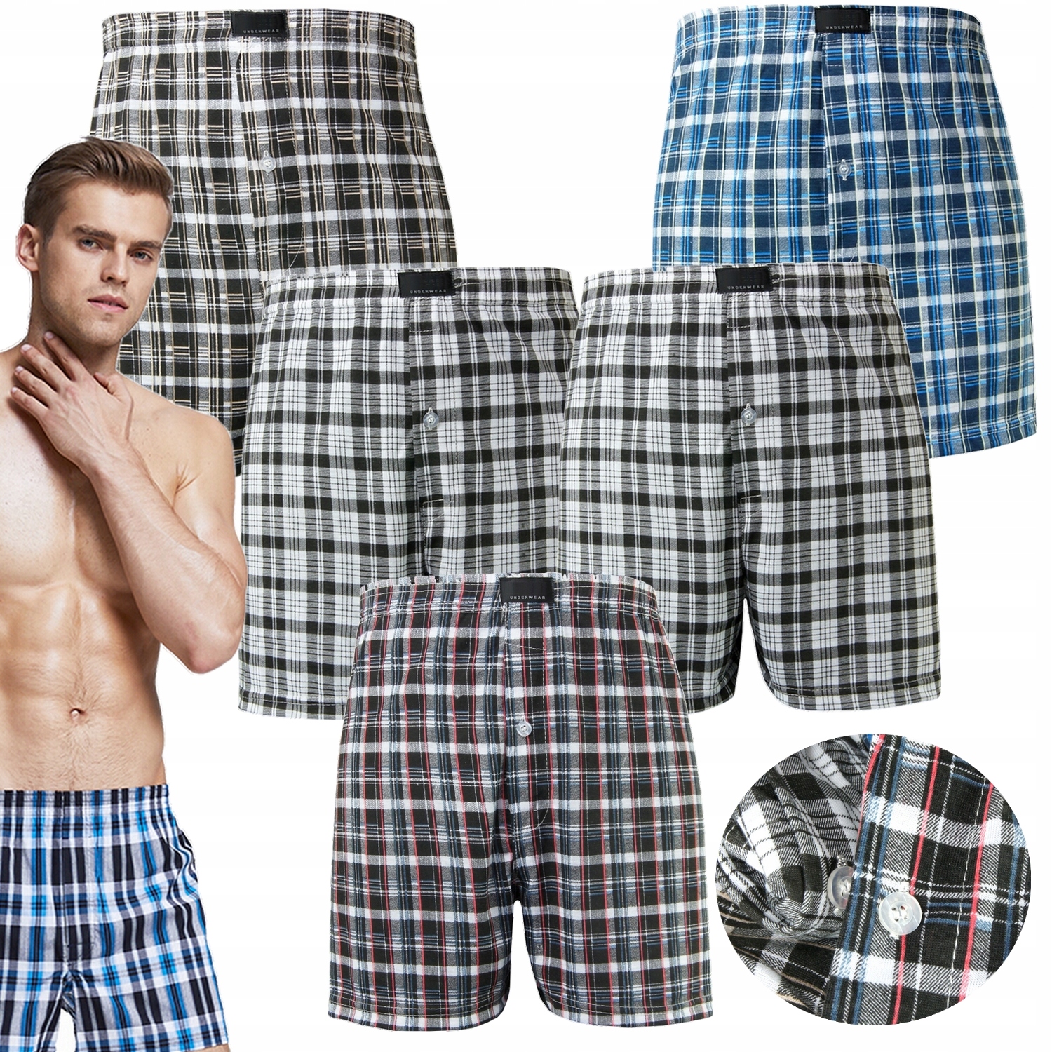 

5x Bokserki Luźne 95% Bawełna Męskie Comfort XXL