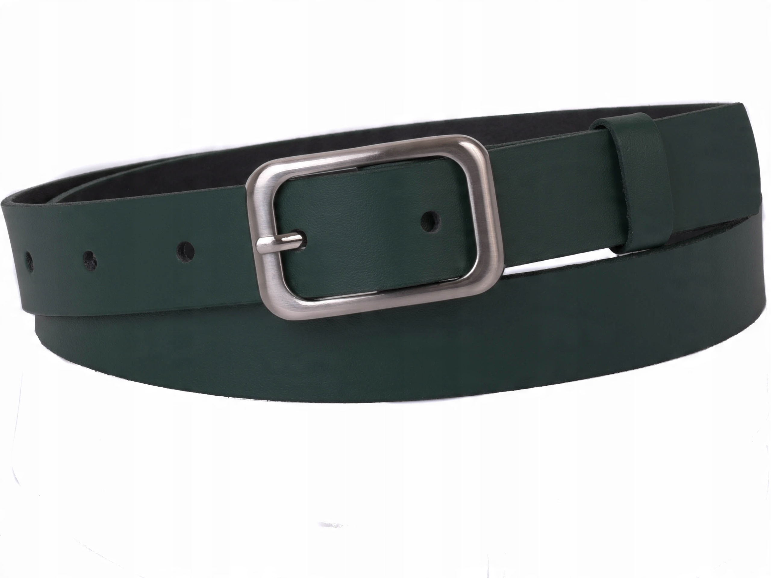 

Damski Skórzany pasek 3cm Butelkowa zieleń |90obw