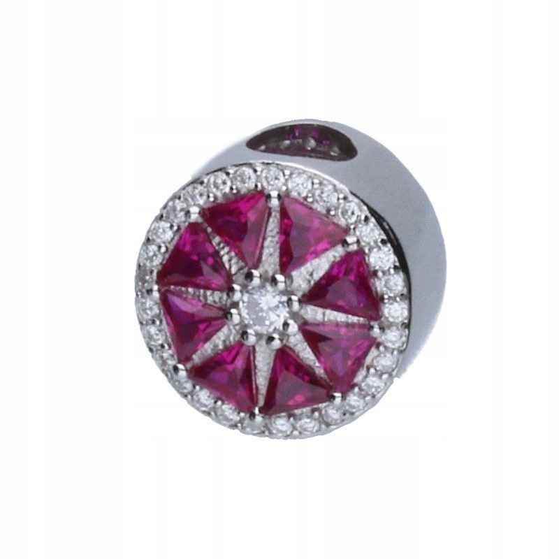 Stříbrný přívěsek 925 bead hvězdička se zirkony v barvě fuchsie a bílé