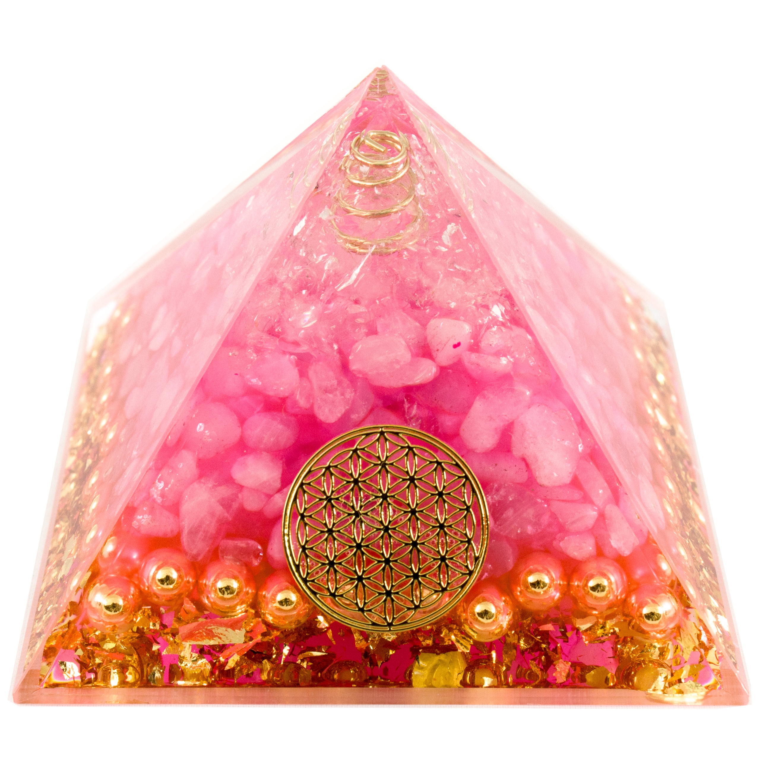 Pyramida Orgonit Pyramida Růžový Křišťál Feng Shui Uzemnění 6,5*5 cm