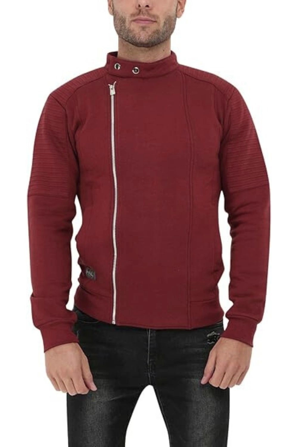 Pánská mikina Hopenlife rozepínací s fleecem teplá pohodlná bordó vel. XXL