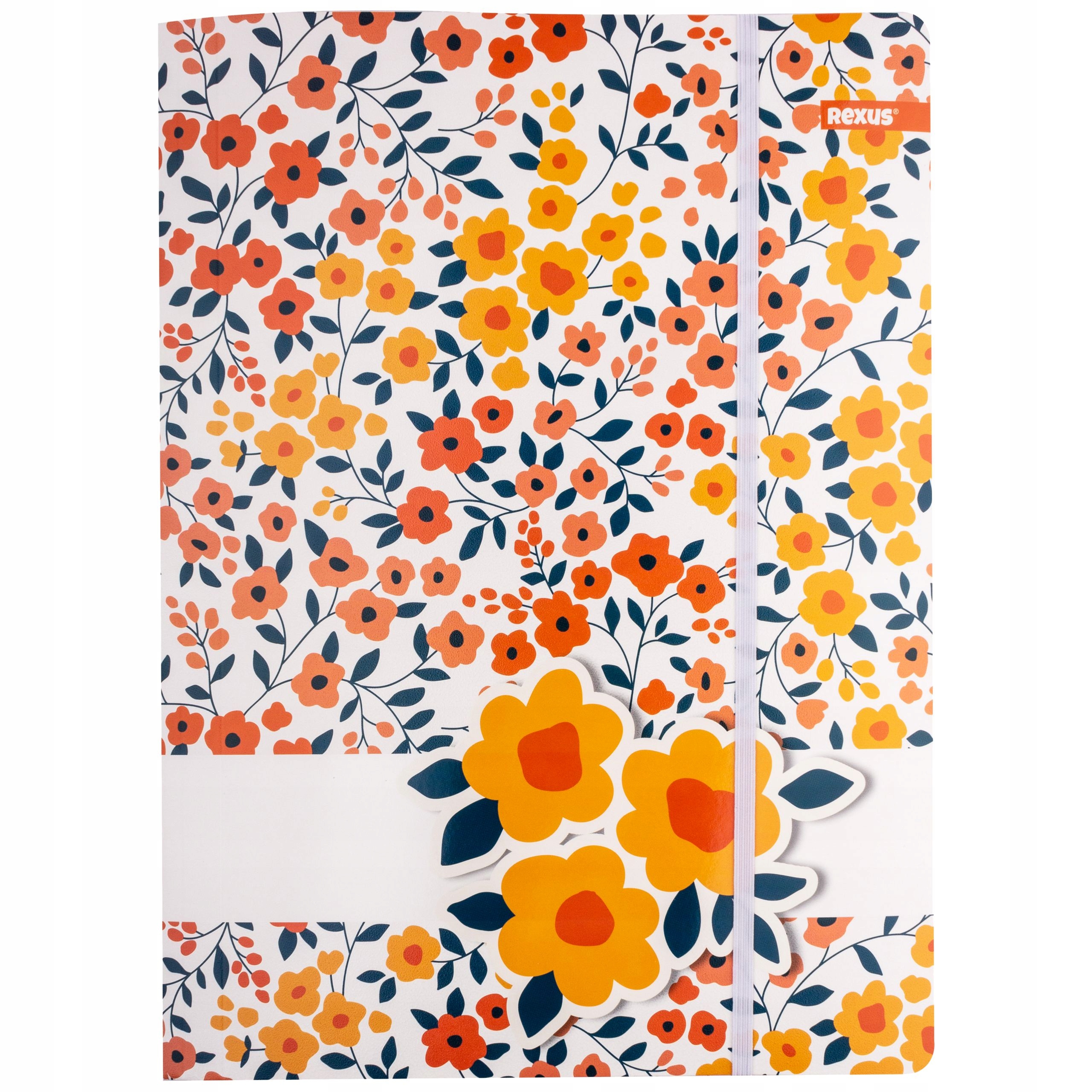 TECZKA SZKOLNA Z GUMKĄ FORMAT A4 REXUS KWIATY