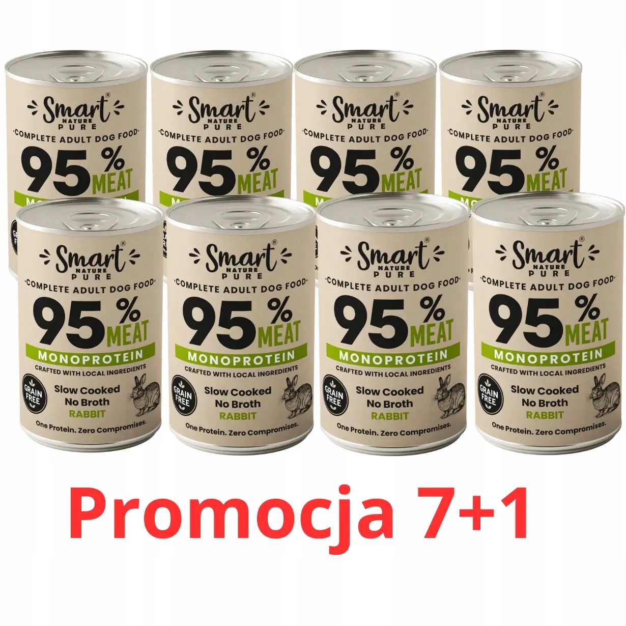 Smart Nature Mono Rabbit Pakiet 7+1 Hot Monoproteinowa karma mokr