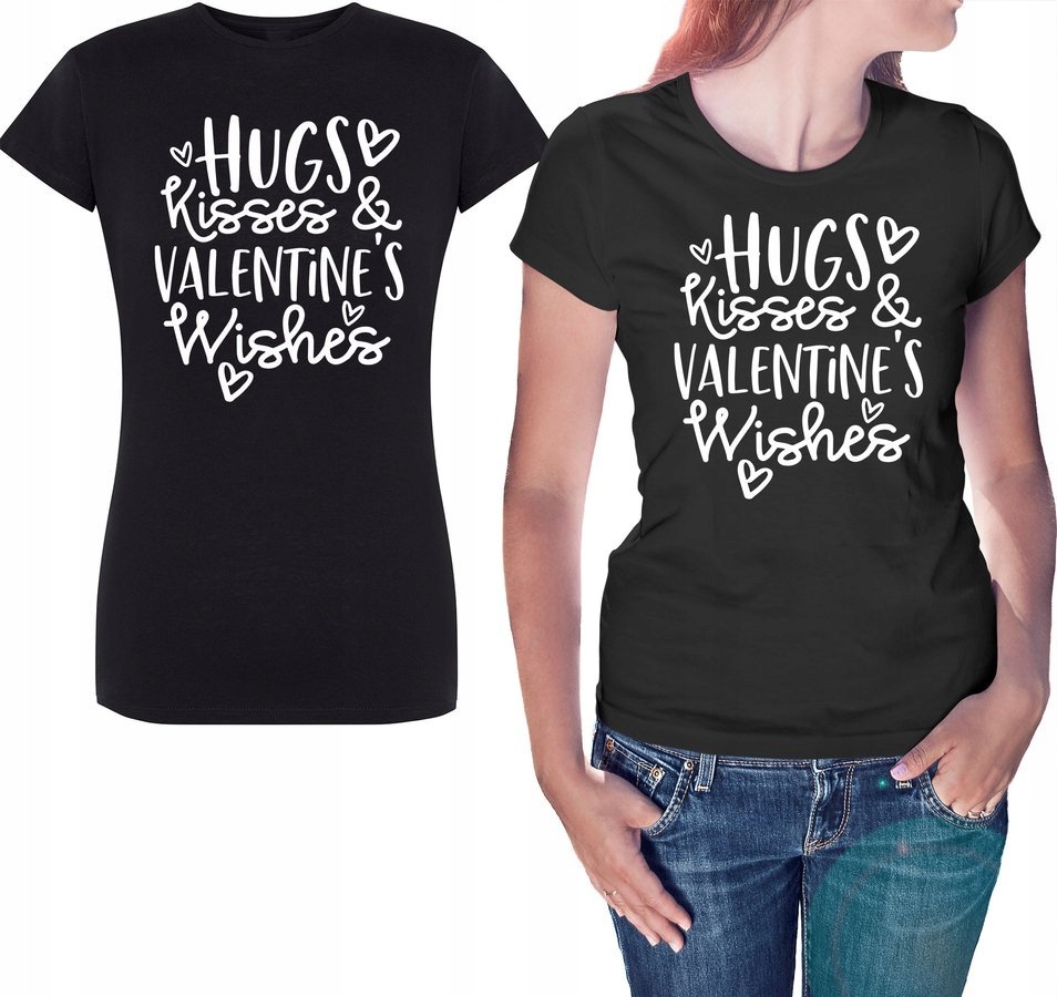 

Koszulka damska na Walentynki Hugs Kisses, M