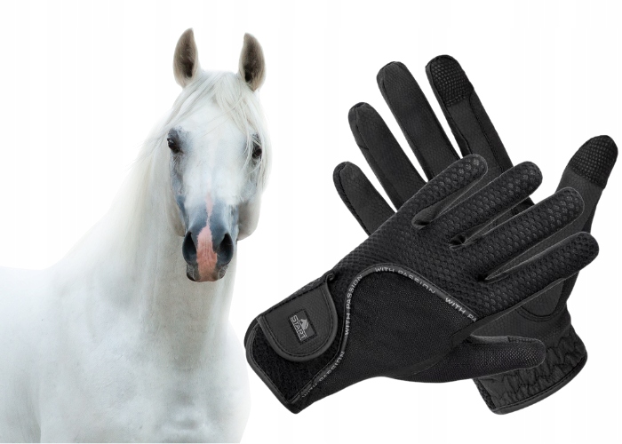 Rękawiczki jeździeckie letnie Start Morotai z siateczką czarne M