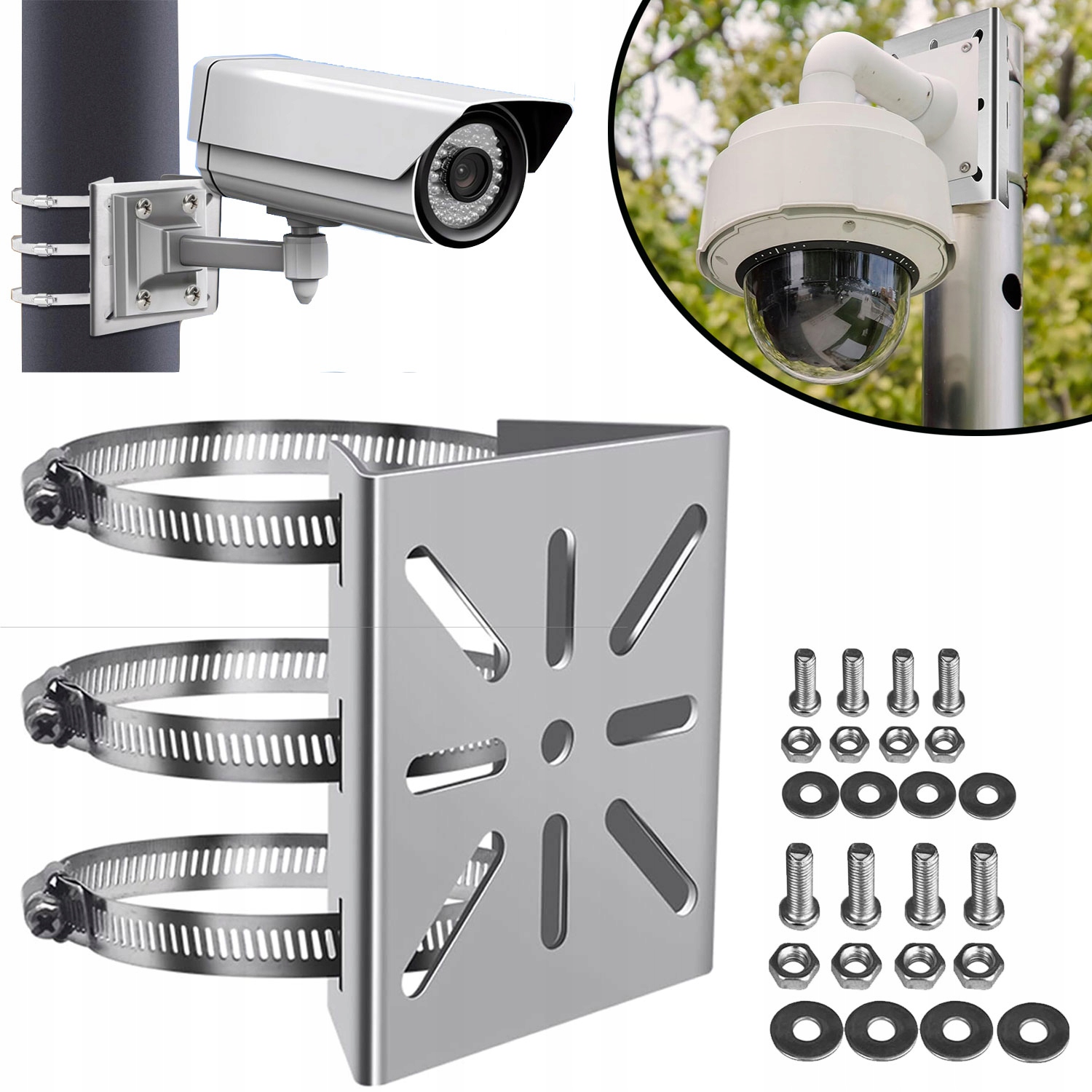 UCHWYT NA SŁUP DO KAMERY BEZPIECZEŃSTWA, UCHWYT NAROŻNY, UCHWYT RUROWY