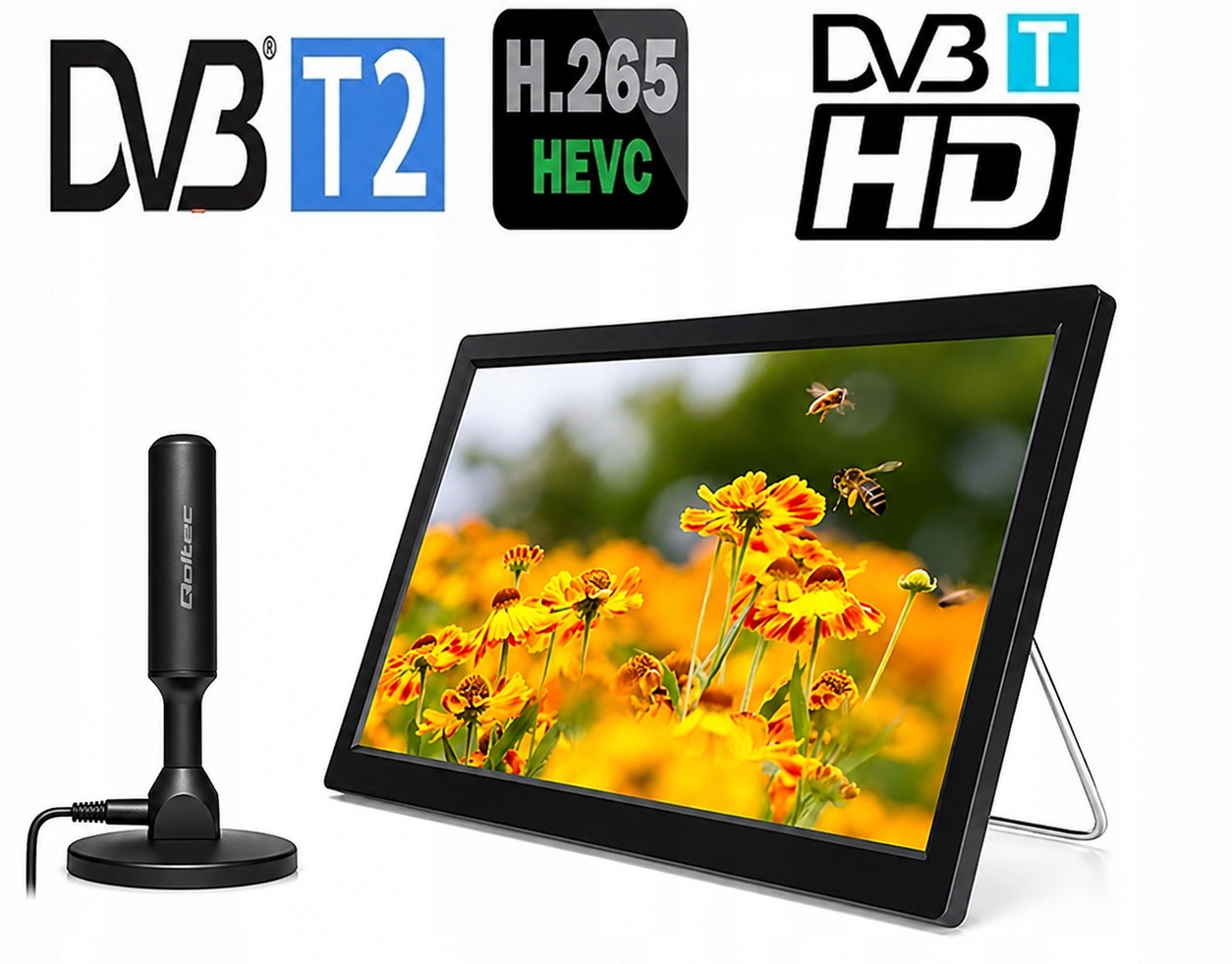 Telewizor Przenośny turystyczny 14" 12V/230V Antena magnetyczna Tir Camper