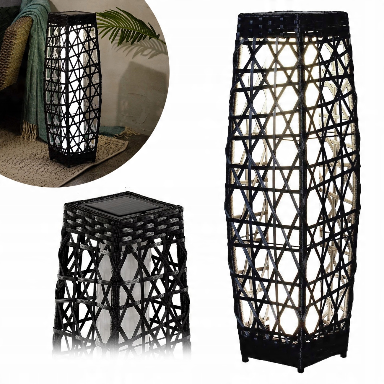 

Lampa Solarna Led Ogrodowa Rattanowa Duża 70cm