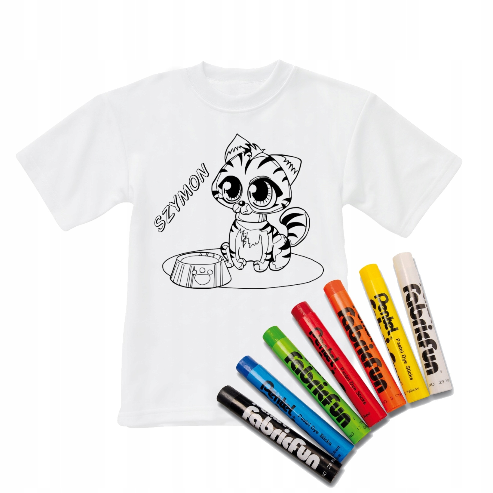 

Koszulka 134-140 do kolorowania+pastele Kotek 14