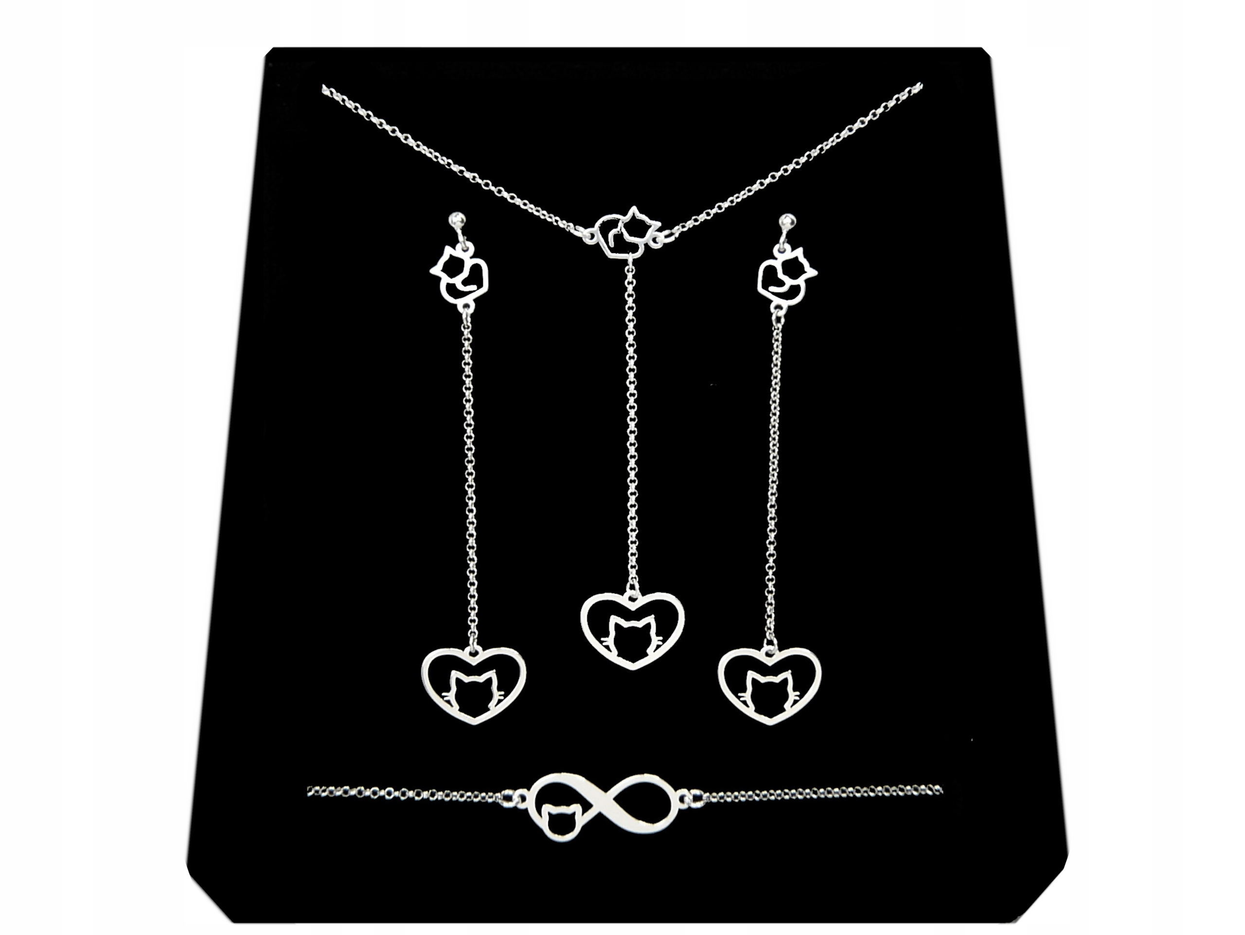 

Komplet Serce Kot Kotek Nieskończoność srebro 925