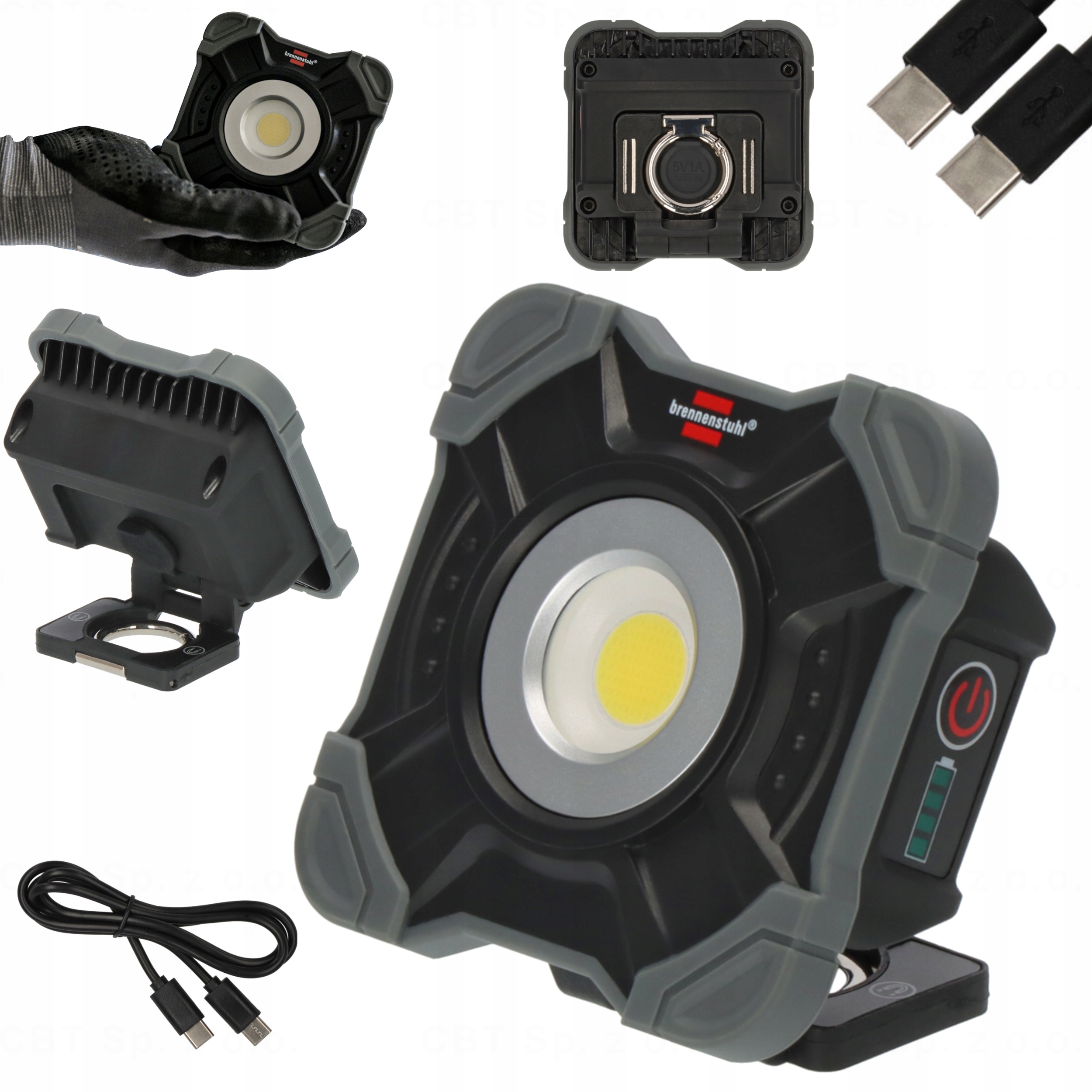 LAMPA ROBOCZA WARSZTATOWA NAŚWIETLACZ LED DO 6H KARABINEK MAGNES 1000 LM IP