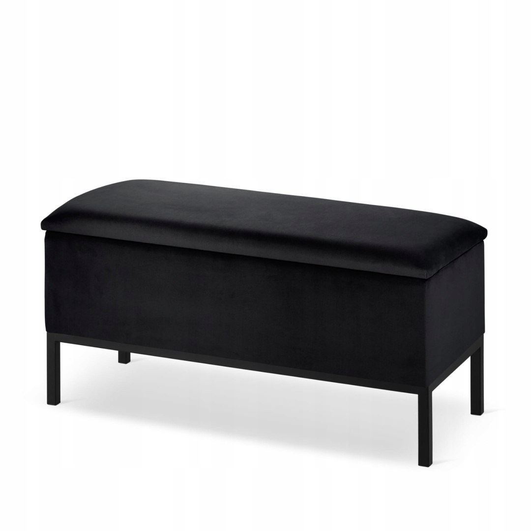 Taburet čalouněná lavicí černá s úložným prostorem glamour