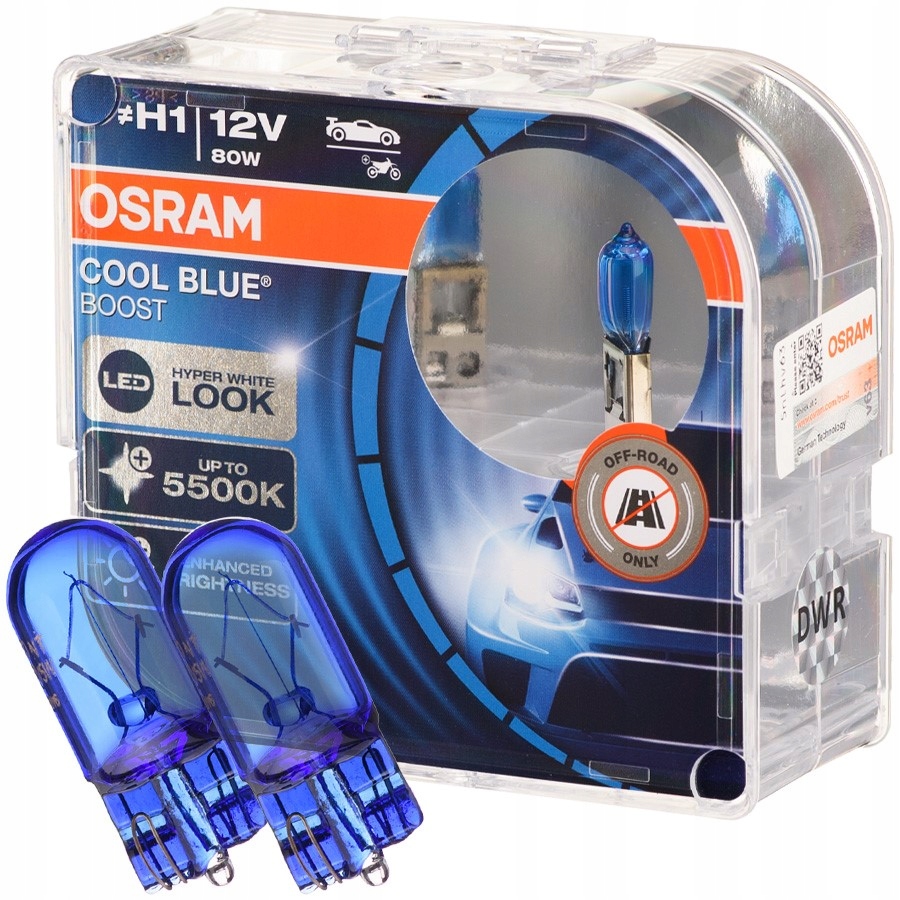 

Niebieskie żarówki H1 Osram Cool Blue Boost W5W