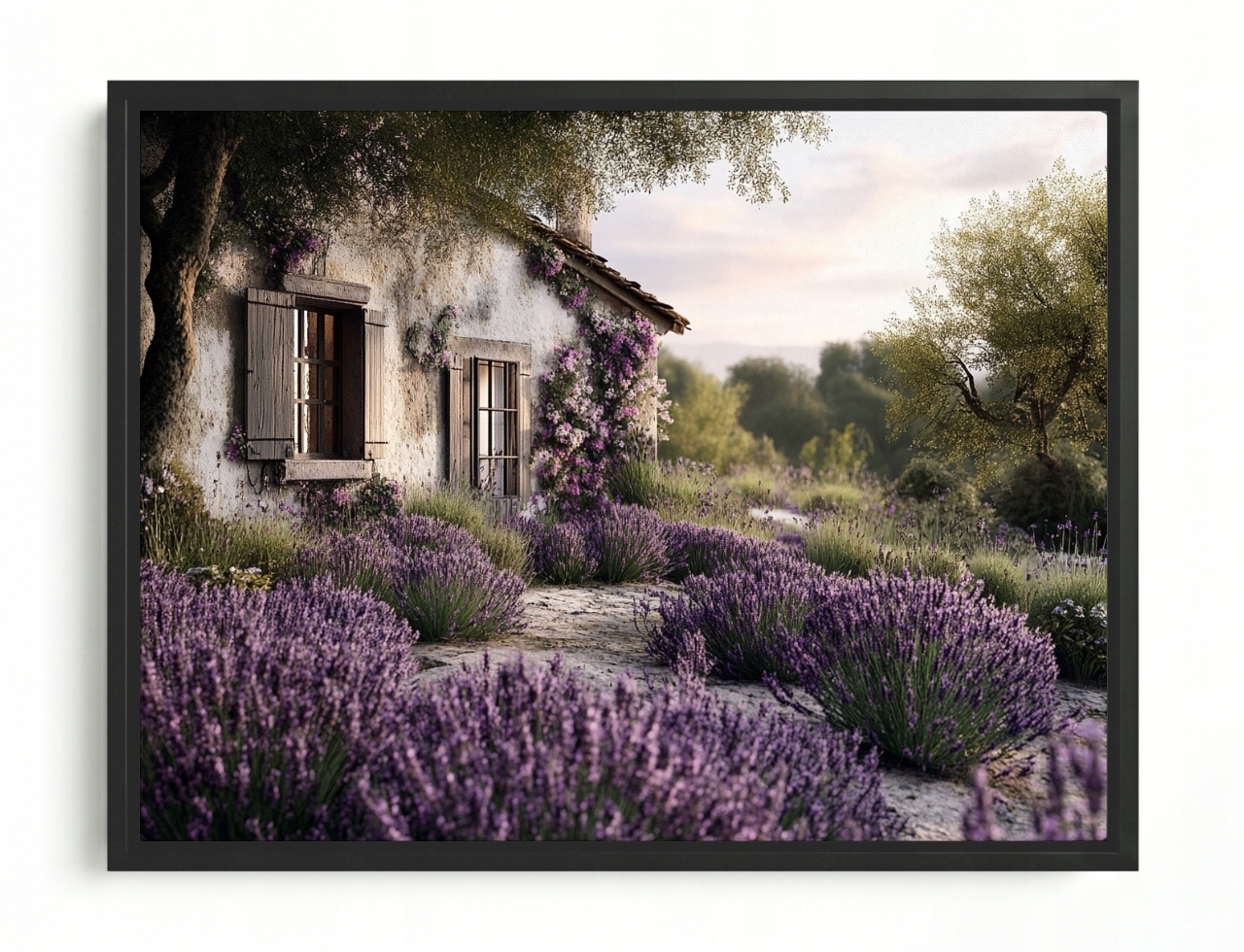 Obraz Rám Americký Box Krajina Francie Provence Dům Chatka Levandule 80x60