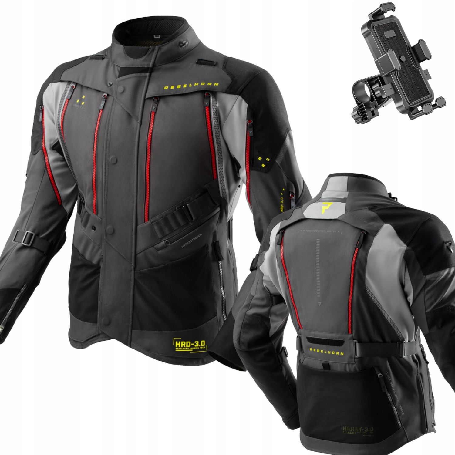 Textilná bunda Rebelhorn Hardy 3.0 anthracite/grey/yelow XL s držiakom zdarma