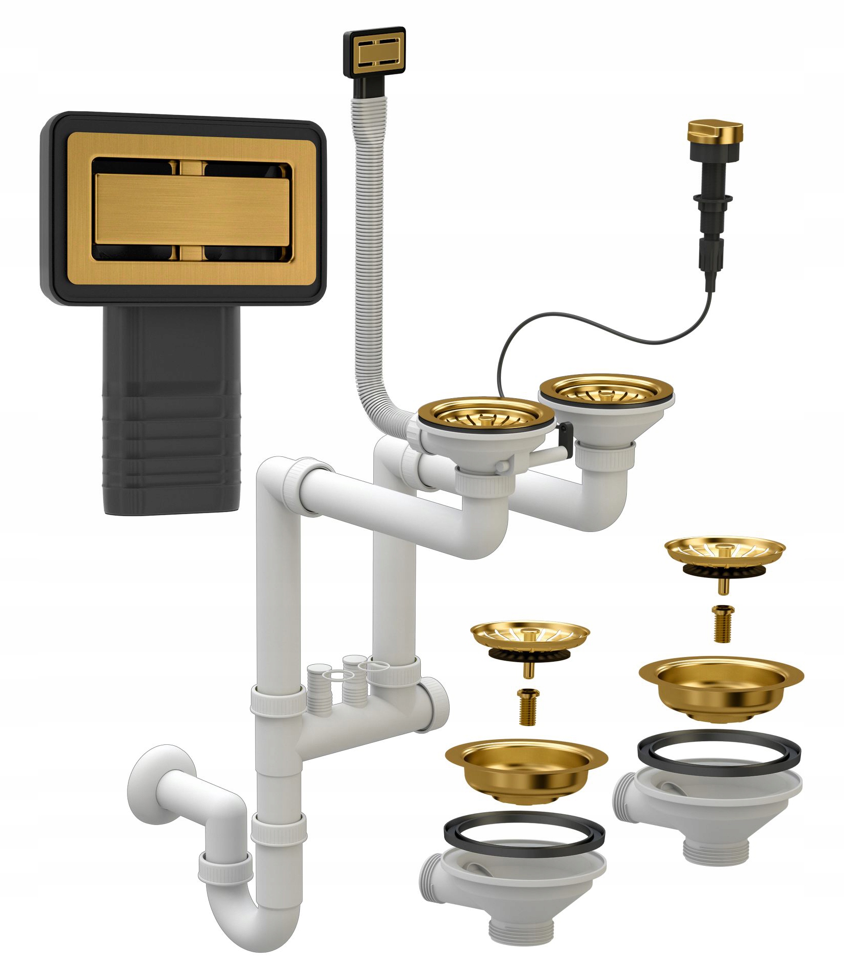 

Syfon Prostokątny Automatyczny Dwukomorowy Złoty