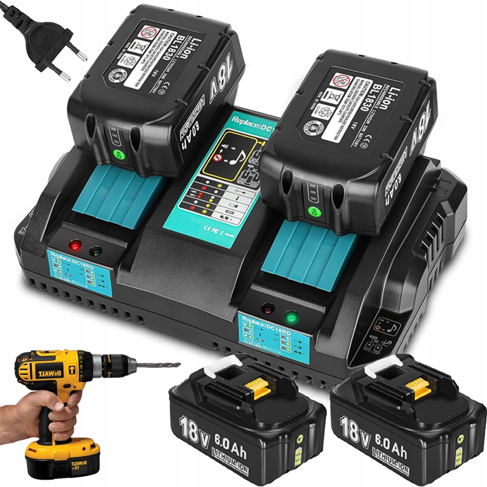 Akumulátorů Li-ion 6,0Ah x2 18V Pro Makita BL1860 Nabíječka DC18RD 18V