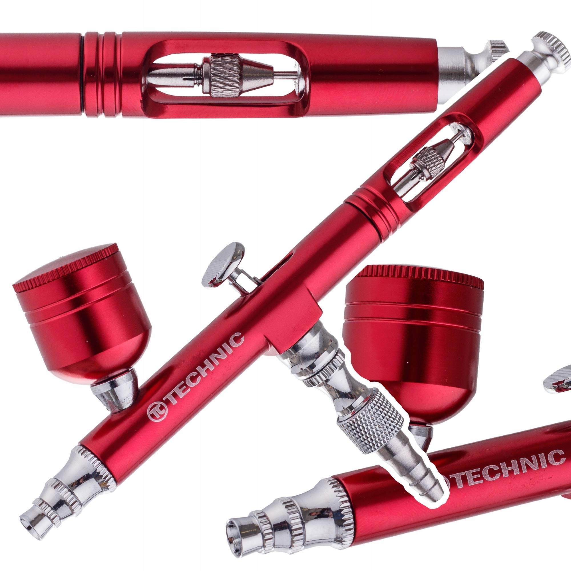 2x Modelářský aerograf s tryskou 0,3 mm Double Action pro malování AB-140 Red