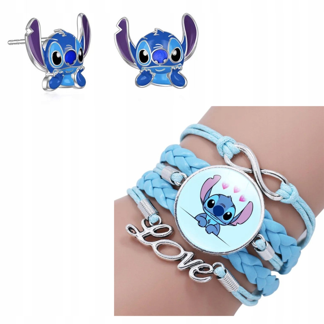 KOLCZYKI WKRĘTKI i BRANSOLETKA STICH BIŻUTERIA DLA DZIEWCZYNKI