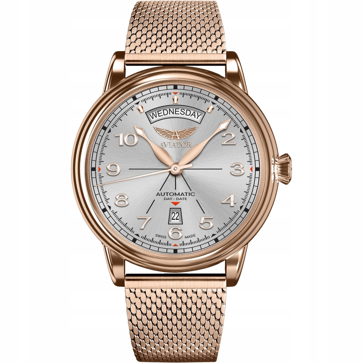 Zegarek Męski Aviator V.3.44.2.400.5 różowe złoto
