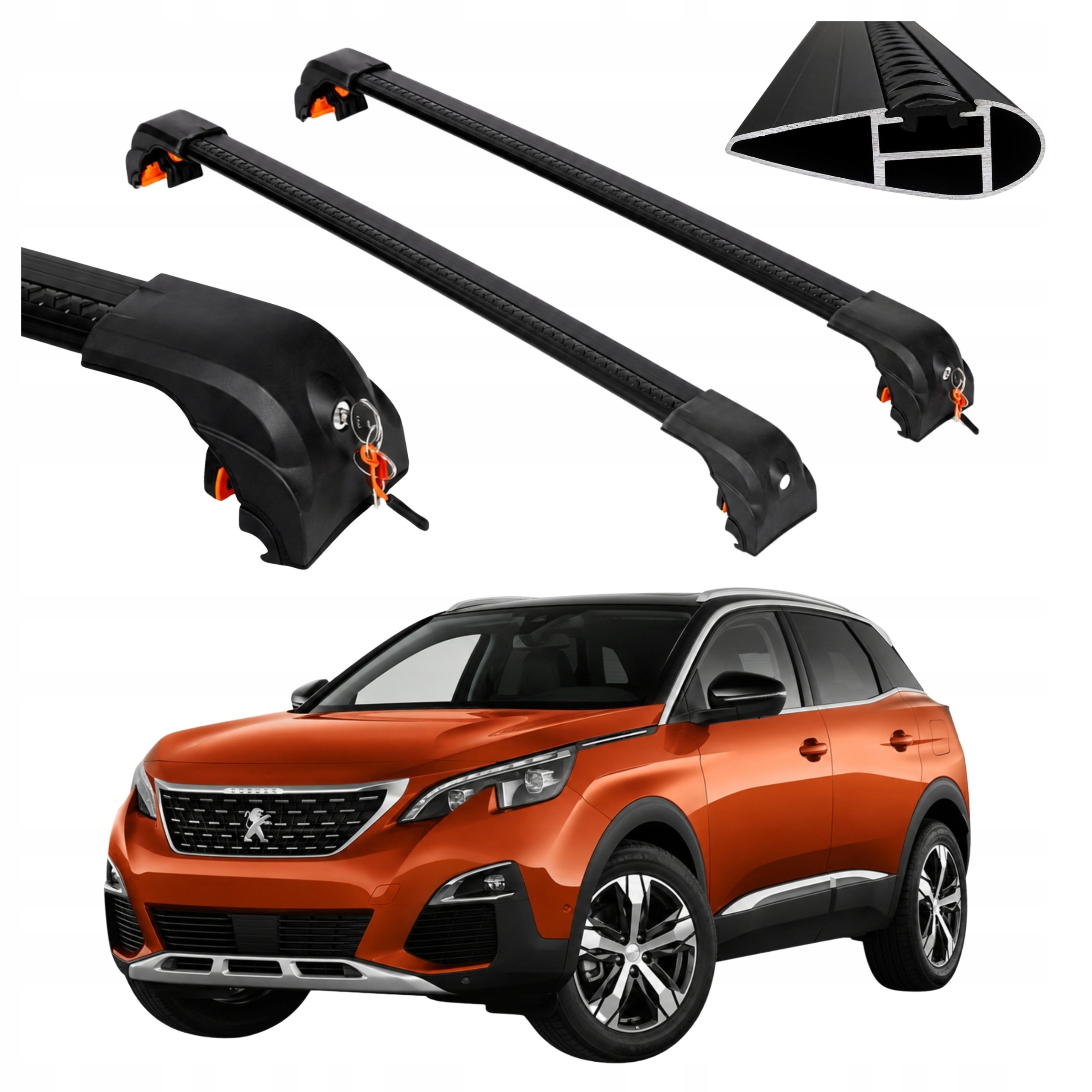 Integrovaný strešný nosič na relingy Peugeot 3008 2017 – odolný hliník