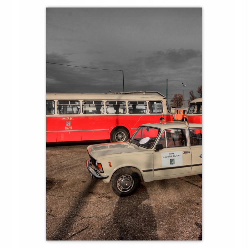 

Plakat 62x93 Duży Fiat i autobus Jelcz
