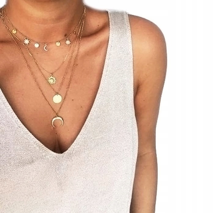 

Choker Naszyjnik złoty Księżyc Słońce cyrkonie