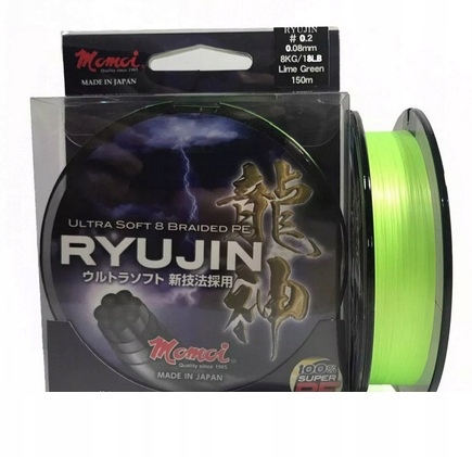 Porządna 8splotowa Plecionka Momoi Ryujin 0.23mm/150m zielona fluo Japan