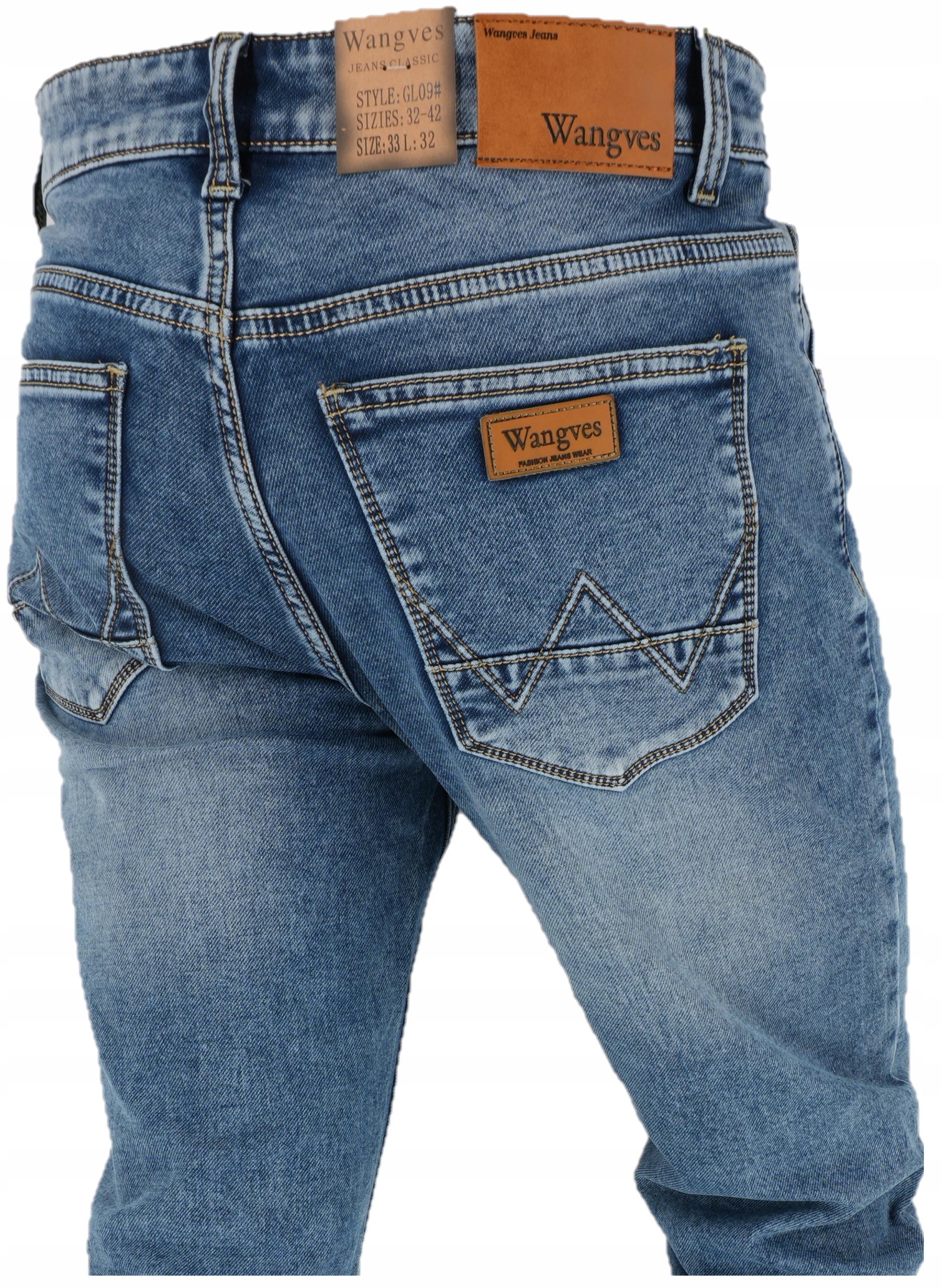 SPODNIE MĘSKIE PROSTA NOGAWKA PRZETARTE JEANSY L32 W32