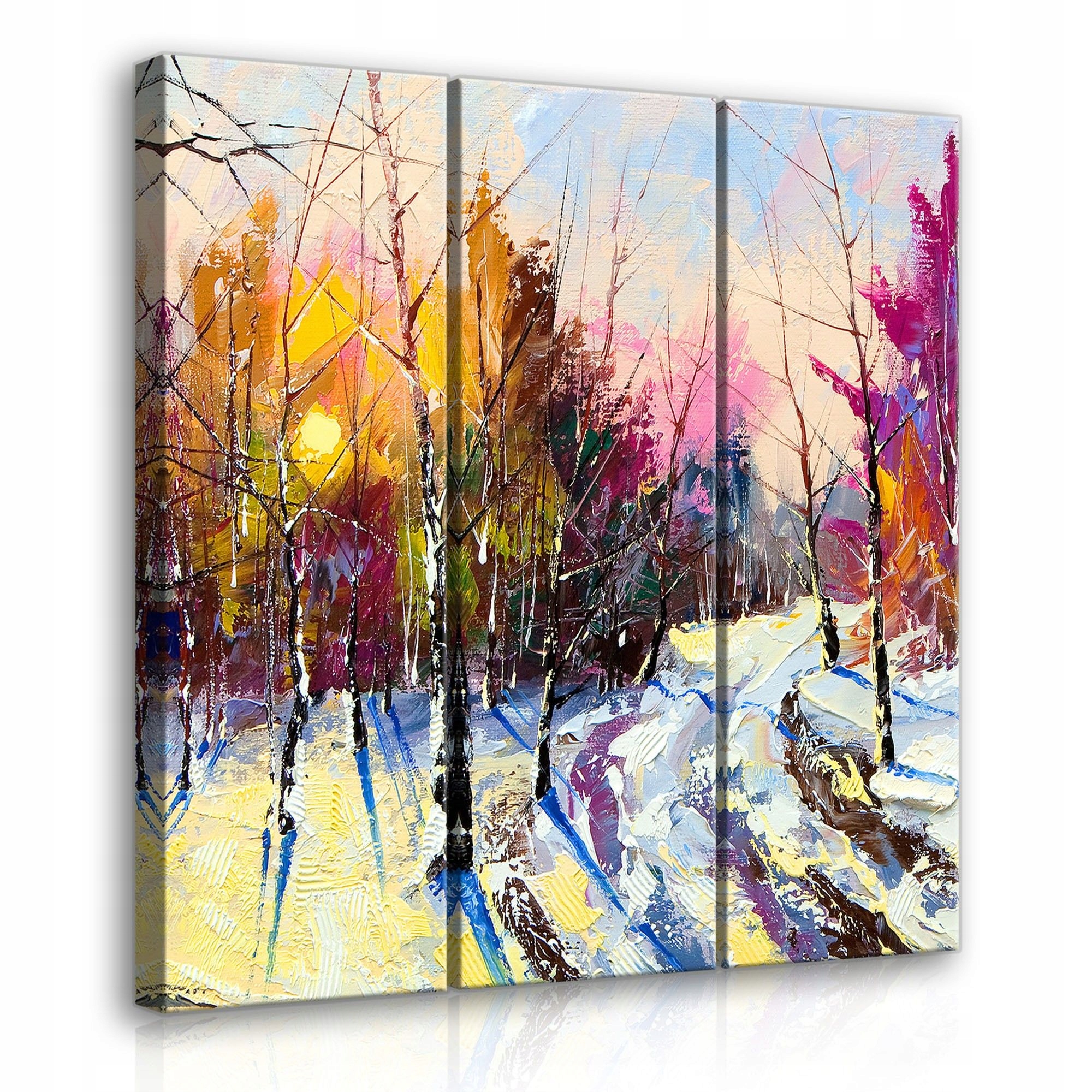 Obraz 90x100 Zimní les východ slunce sněhová krajina příroda abstrakce