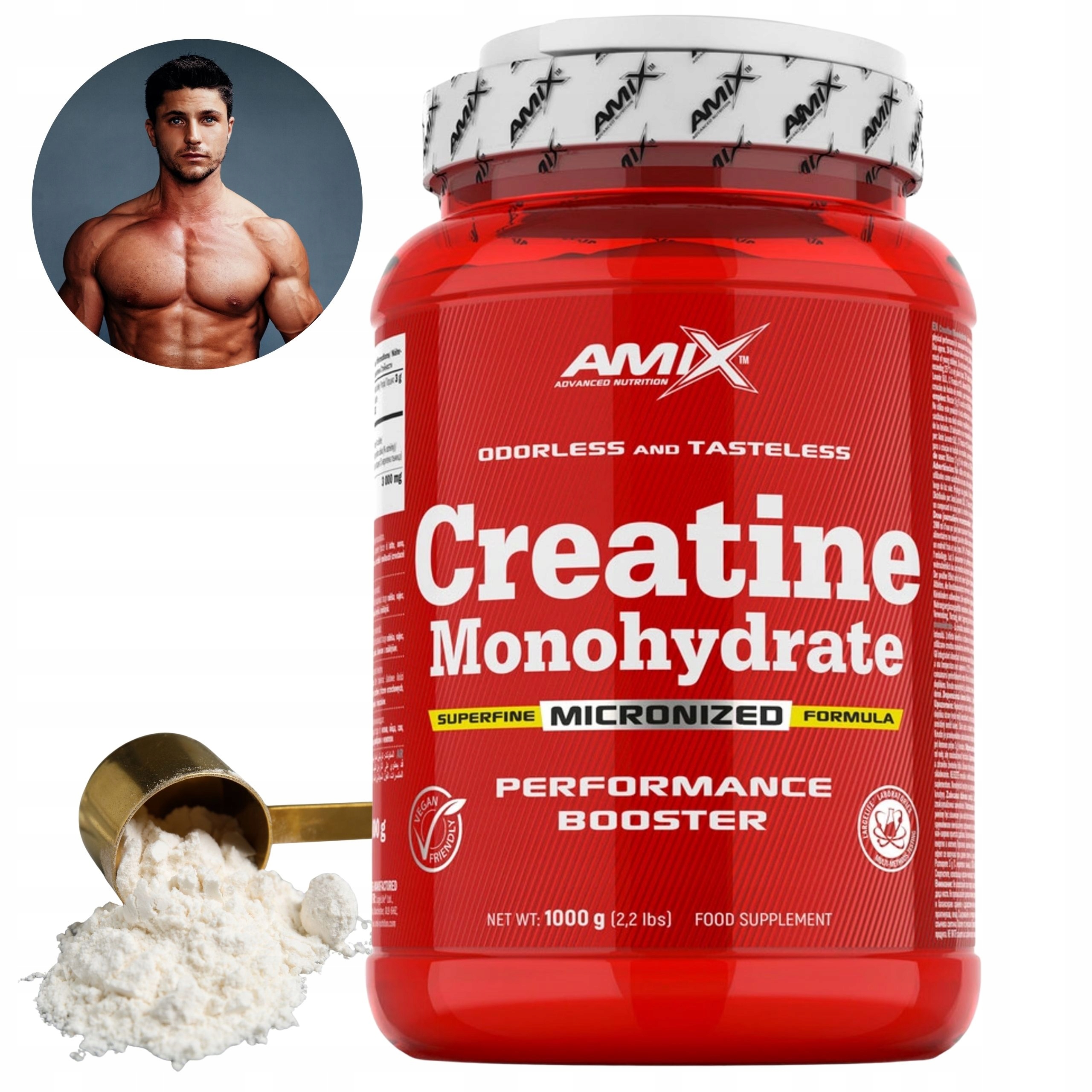 Amix Creatine Monohydrate Kreatin Monohydrát Kreatinu 1 kg 1000 g