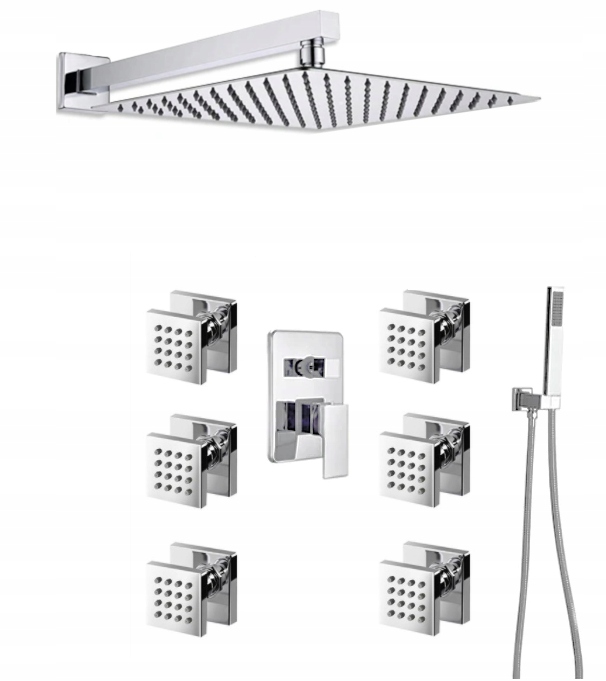 Podomietková Sprchová Súprava Hydromasáž Chrómová Dažďová Súprava 30 cm